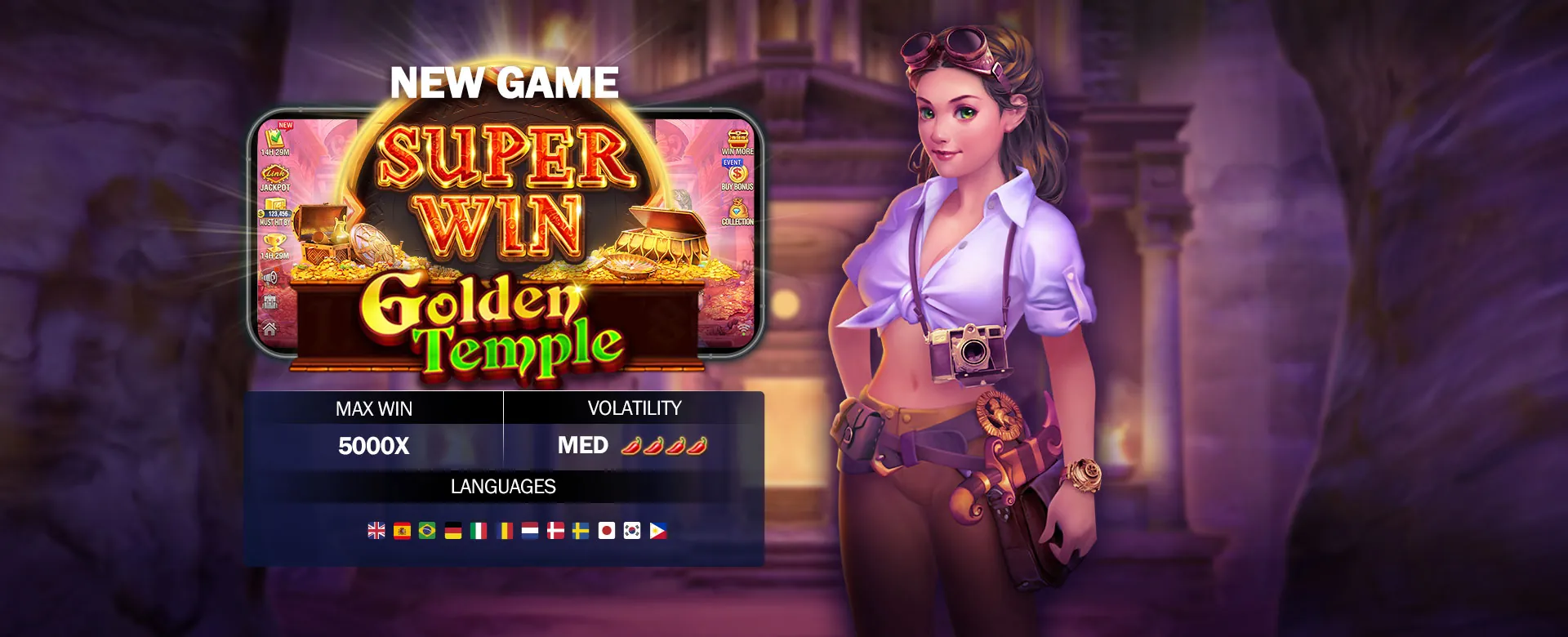 Hero image showing a vibrant online bingo game interface with golden tokens and a winning card, set against a dark, luxurious background, targeting players in the Philippines.